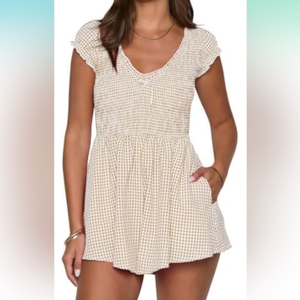 Gingham Cream Romper